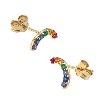 9ct Gold BREEZE Earrings with Rainbow and Zircons
