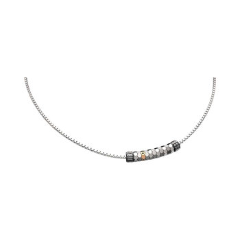 BIKKEMBERGS Geometrics Stainless Steel Necklace with Diamonds