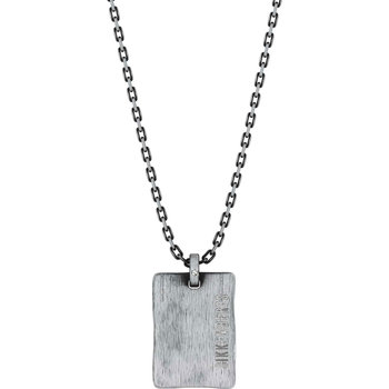 BIKKEMBERGS Hammer Stainless Steel Necklace with Diamonds
