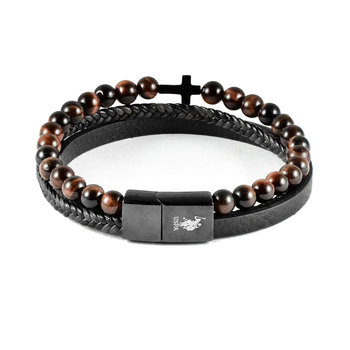 U.S.POLO Jason Stainless Steel and Leather Bracelet