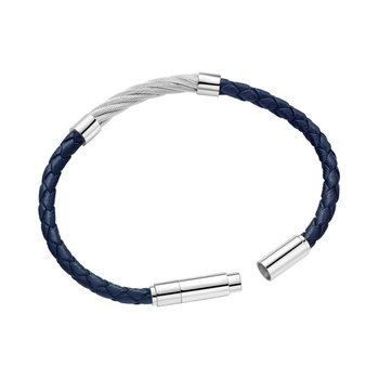 POLICE Kingpins Stainless Steel and Leather Bracelet