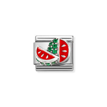 Nomination Link WATERMELON made of Stainless Steel and Sterling Silver with Enamel