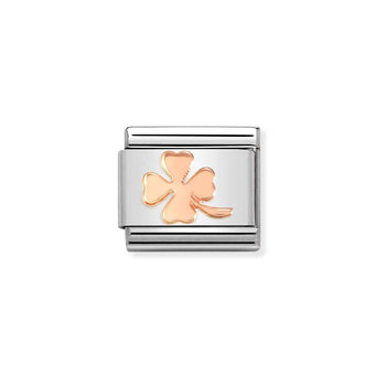 NOMINATION Link FOUR LEAF CLOVER made of Stainless Steel and 9ct Rose Gold