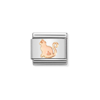 Σύνδεσμος (Link) NOMINATION γάτα από ανοξείδωτο ατσάλι και ροζ χρυσό 9Κ