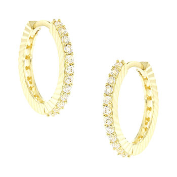 14ct Gold Hoops Earrings with Zircons by SAVVIDIS