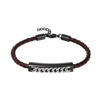 POLICE Fetter Stainless Steel and Leather Bracelet