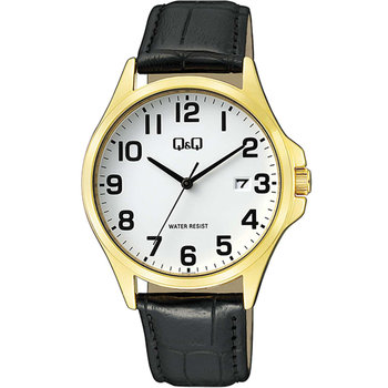 Q&Q Watch Black Leather Strap