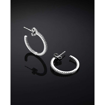 CHIARA FERRAGNI Silver Collection Sterling Silver Hoop Earrings with Zircons