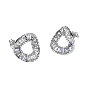 BREEZE Rhodium Plated Sterling Silver Earrings with Zircons