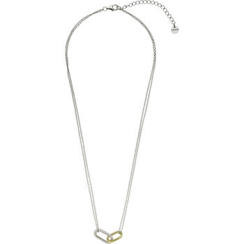 BREEZE Rhodium and Gold Plated Sterling Silver Necklace with Zircons