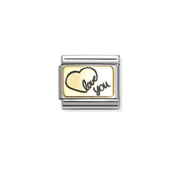NOMINATION Link Love You Heart made of Stainless Steel with 18ct Gold and Enamel