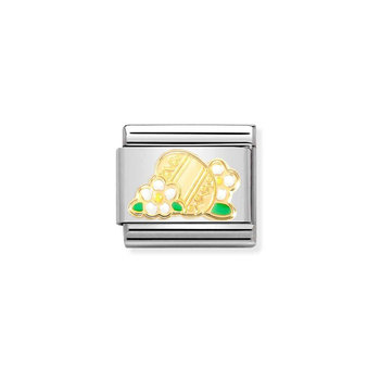 Σύνδεσμος (Link) NOMINATION 'Πασχαλινό αυγό' από ανοξείδωτο ατσάλι και χρυσό 18K
