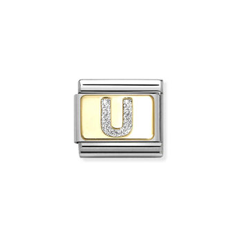 NOMINATION Link 'U' made of Stainless Steel and 18ct Gold with Glitter