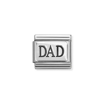 Σύνδεσμος (Link) NOMINATION 'DAD' από ανοξείδωτο ατσάλι και ασήμι 925
