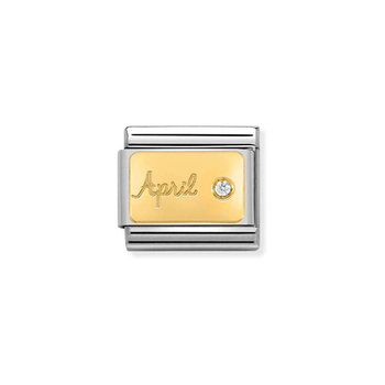 NOMINATION Link 'April' made of Stainless Steel and 18ct Gold with Diamond