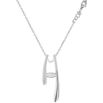 JCOU Hug Rhodium Plated Sterling Silver Necklace with Zircons