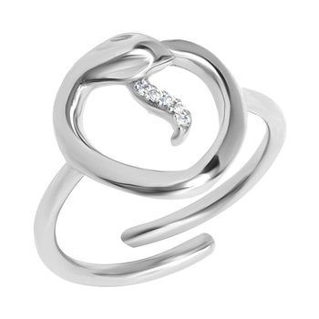JCOU Snakeheart Rhodium Plated Sterling Silver Ring with Zircons (One Size)