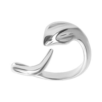 JCOU Snakecurl Rhodium Plated Sterling Silver Ring (One Size)
