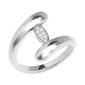JCOU Hug Rhodium-Plated Sterling Silver Ring with Zircons (No 52)