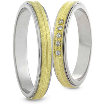 Wedding Rings in 9ct Yellow Gold and White Gold with Zircons