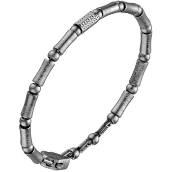 BIKKEMBERGS Hammer Stainless Steel Bracelet with Diamonds