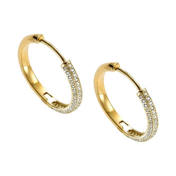 BREEZE Gold Plated Sterling SIlver Hoop Earrings with Zircons