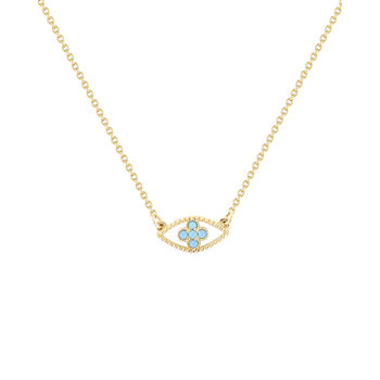 9ct Gold Necklace with Evil Eye and Zircons by SAVVIDIS