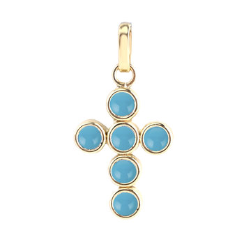 9ct Gold Cross with Turquoise