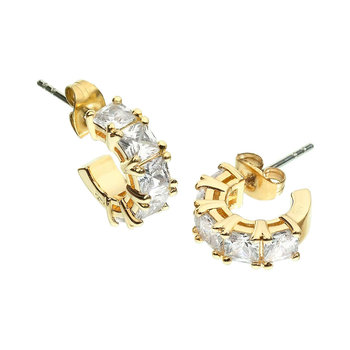 CHIARA FERRAGNI Classic 18ct Gold Plated Hoop Earrings with Zircons