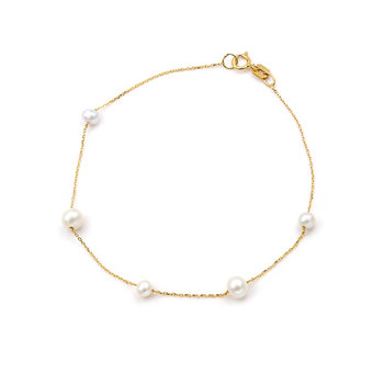 14ct Gold Bracelet with Fresh Water Pearls 5.0 - 5.5 mm by SAVVIDIS