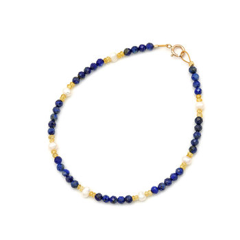 14ct Gold Bracelet with Lapis Lazuli, Salomite and Pearls by SAVVIDIS