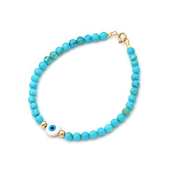 14ct Gold Bracelet with Turquoise 4.0 mm and Evil Eye by SAVVIDIS