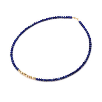 14ct Gold Necklace with Lapis Lazuli 4.0 mm by SAVVIDIS