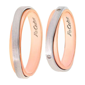 9ct Rose Gold and White Gold Wedding Rings with Zircons by FaCaD’oro