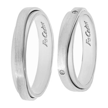 9ct White Gold Wedding Rings with Zircons by FaCaD’oro