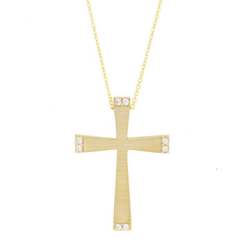 14ct Gold Cross by FaCaDoro with Zircons