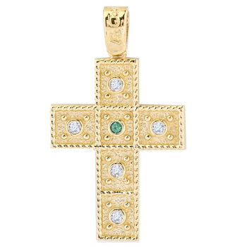 14ct Gold Double Sided Cross by FaCaDoro with Zircons