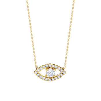 9ct Gold Necklace with Evil Eye and Zircons by SAVVIDIS