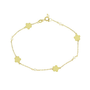 14ct Gold Bracelet with Zircons and Pearls by SAVVIDIS