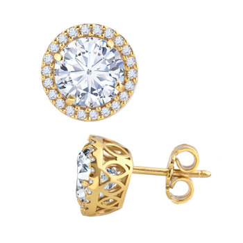 Earrings Halo 14ct Gold with