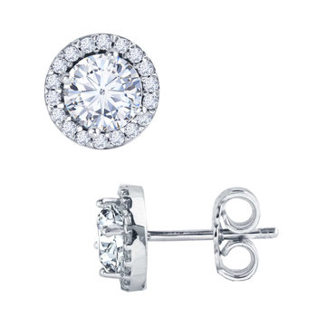 Earrings Halo 14ct White Gold