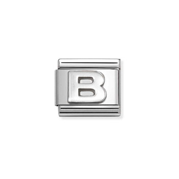 Σύνδεσμος (Link) NOMINATION 'B' από ανοξείδωτο ατσάλι και ασήμι 925