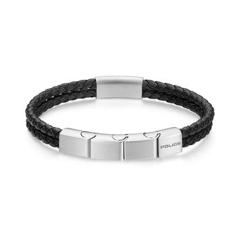 POLICE Parallel Stainless Steel and Leather Bracelet