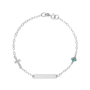 9ct White Gold Kids bracelet ID with Evil Eye by Ino&Ibo