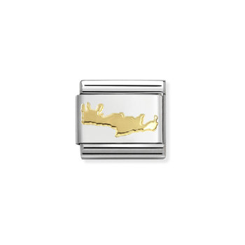 Link NOMINATION Travel 'Crete Map' made of Stainless Steel and 18ct Gold