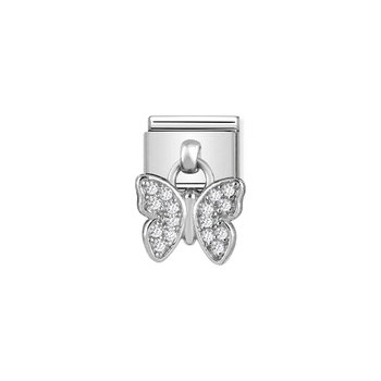 Link NOMINATION Animals 'Butterfly' made of Stainless Steel and Sterling Silver with Zircons