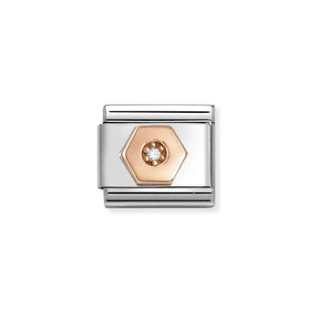 Link NOMINATION Gemstones made of Stainless Steel and 9ct Rose Gold with Zircons