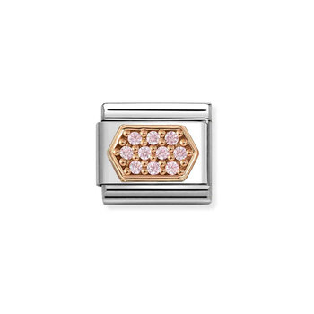 NOMINATION Link made of Stainless Steel and 9ct Rose Gold with Zircons