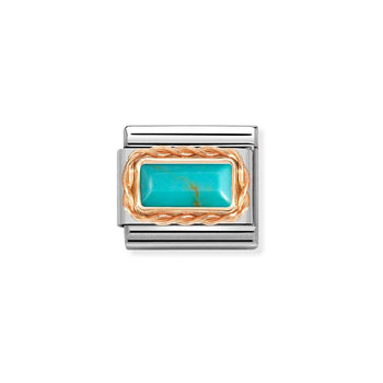 Link NOMINATION Gemstones από ανοξείδωτο ατσάλι και ροζ χρυσό 9Κ με Turquoise