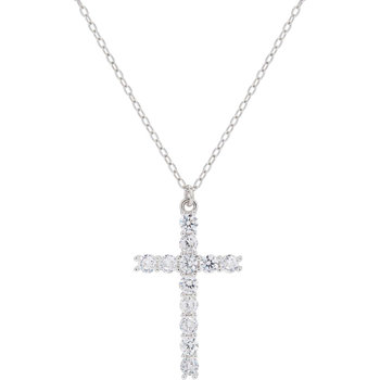 Κολιέ DOUKISSA NOMIKOU Big Cross Necklace Pave Silver